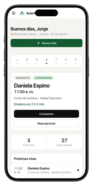 La misma pantalla en un teléfono.